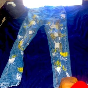 Blue and yellow jeans great quality size 34